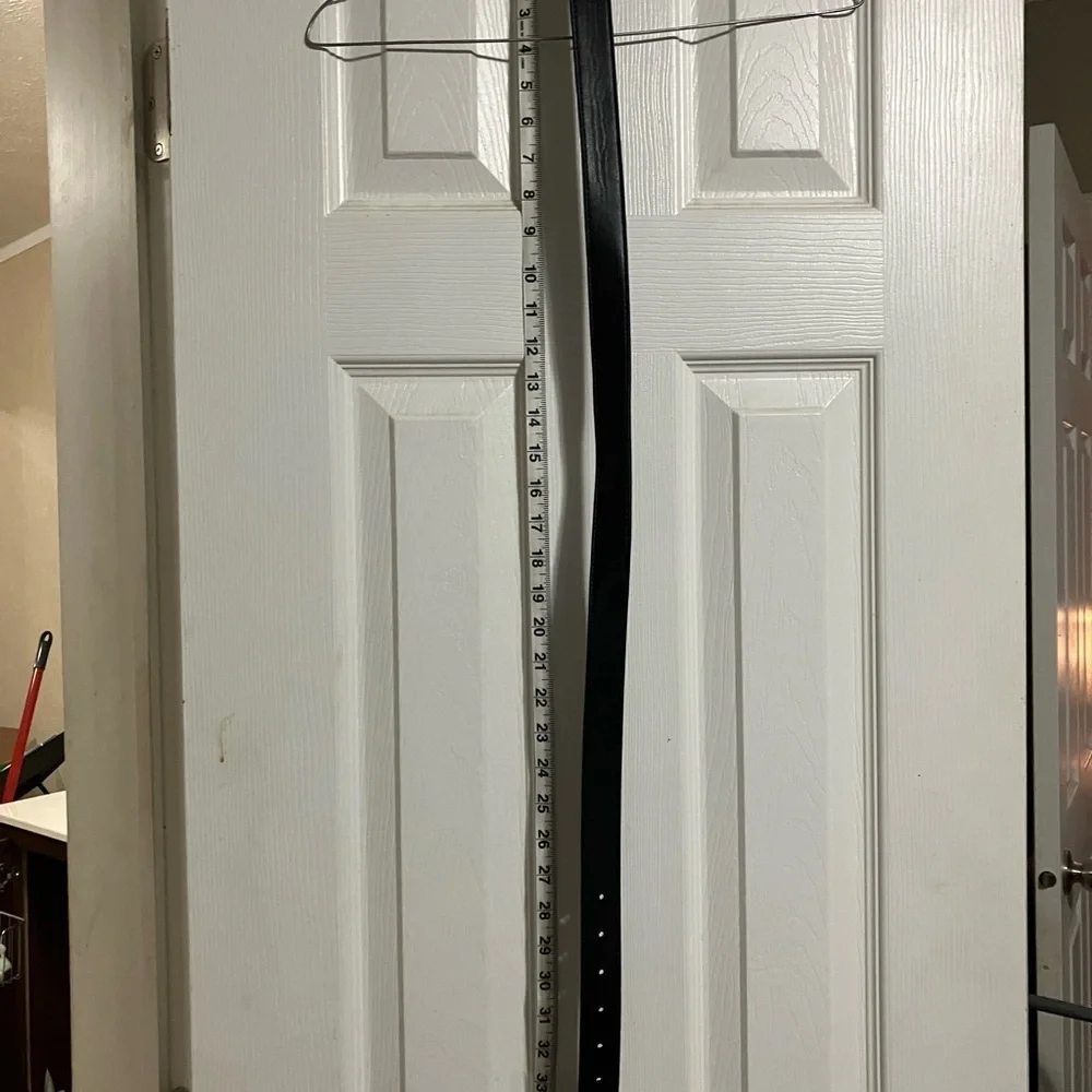 Black Leather Belt with Silver Buckle